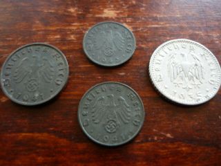 Third Reich German Coin Set 1 - 5 - 10 And 50 Reichspfennig 1935 - 1943 (a - B - F)