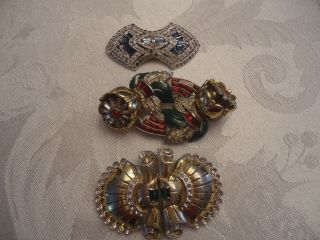 Vtg Jewelry Coro Duette Brooch Fur Clip 3 Need Tlc 1940s All Signed