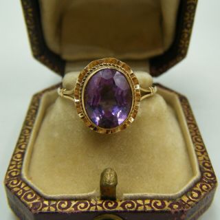 An Attractive Fully Hallmarked London Assayed Natural Amethyst Set Ring