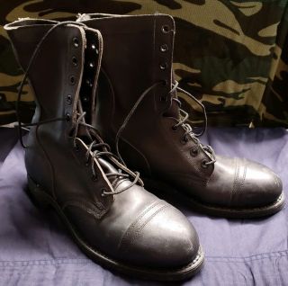Vintage Black Leather Flight Deck Steel Toe Boots