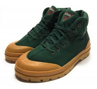 Vintage 90s Guess Flatrock Hi Hunter Green Boots Shoes 071017 Mens Size 7.  5 Rare