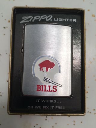 Vintage 1971 Zippo NFL Buffalo Bills Lighter UNFIRED Box & Paper 3