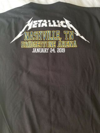 Metallica Nashville concert t - shirt 1/24/19 Size XL Predators style logo 2