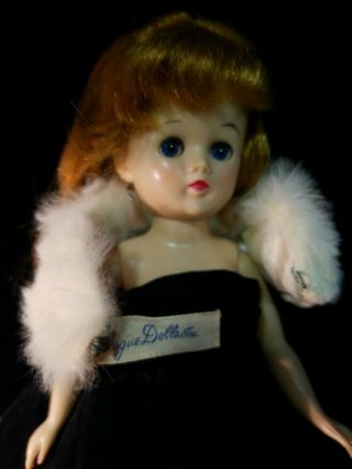 1957 Vogue Jill Doll Auburn Blue Eyes Velvet Black Gown 7517 Fur Stole 3346 2