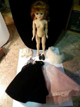 1957 Vogue Jill Doll Auburn Blue Eyes Velvet Black Gown 7517 Fur Stole 3346 3