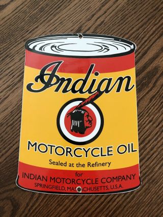 Vintage Indian Motorcycle Oil Sign - Porcelain