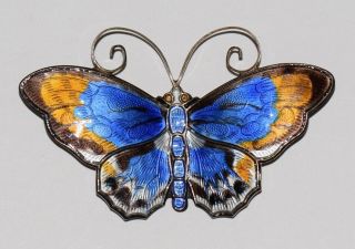 Signed David Andersen Enameled / Sterling Silver Butterfly