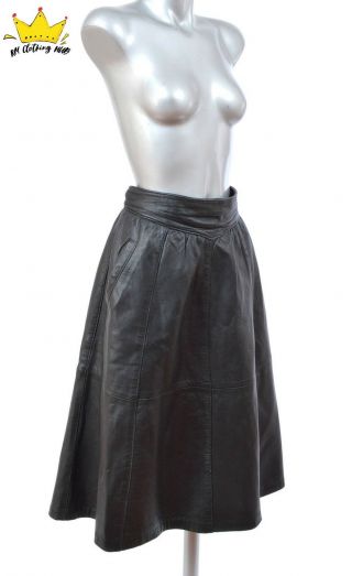 Rare Vintage Classics Yves Saint Lauren 100 Real Black Leather High Waist Skirt