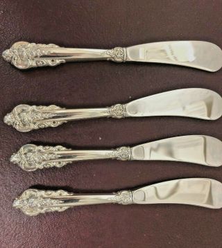 4 Wallace Grande Baroque Butter Spreaders/ Paddles/ Pate Knives