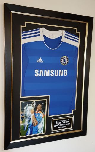 Rare Didier Drogba Of Chelsea Signed Photo And Shirt Autographed Display