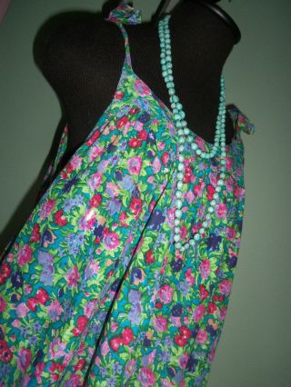 Nos Vtg 70s Hippie Classic India Floral Cotton Sun Dress Skirt Muumuu Onesize