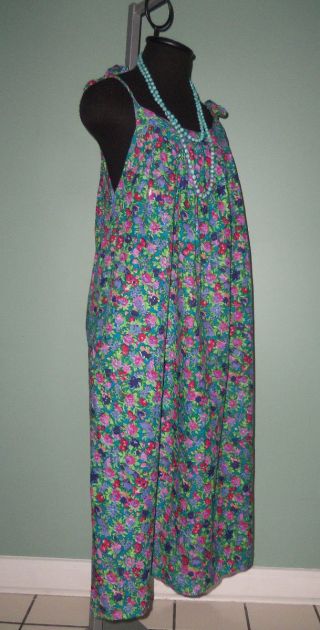 NOS Vtg 70s Hippie Classic India Floral Cotton SUN DRESS Skirt MuuMuu OneSize 2
