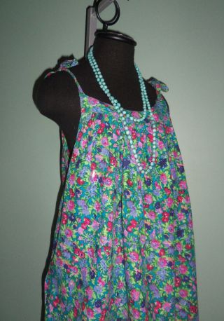 NOS Vtg 70s Hippie Classic India Floral Cotton SUN DRESS Skirt MuuMuu OneSize 4