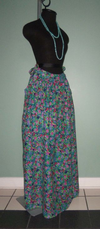 NOS Vtg 70s Hippie Classic India Floral Cotton SUN DRESS Skirt MuuMuu OneSize 8
