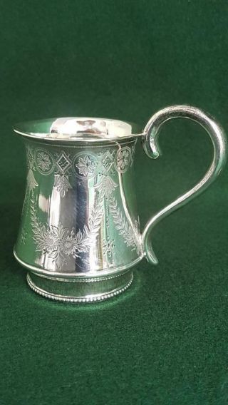 Lovely Art Nouveau H/marked Sterling Silver Christening Mug Birmingham 1911 93g