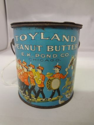 Vintage Toyland Peanut Butter Pail Tin Advertising Collectible Graphic 127 - V
