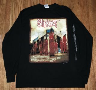 1999 Vintage Slipknot Orange Jumpsuit Long Sleeve Black Concert Tour Xl Shirt