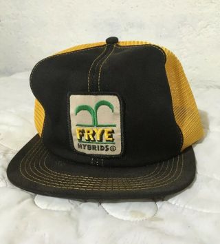 Frye Hybrids Seed Farm Black Yellow Mesh Vintage Trucker Usa Snapback Hat Cap