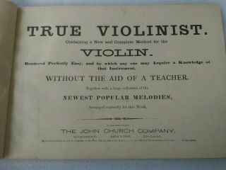 Rare 1872 RYAN ' S TRUE VIOLIN INSTRUCTOR John Church Co.  Vintage Antique Book 3