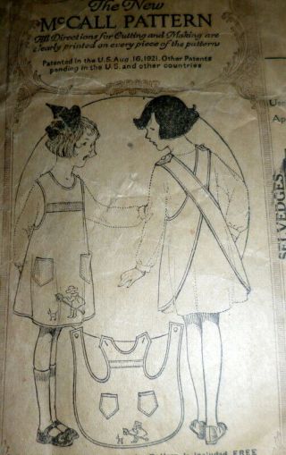 Rare Vtg 1920s Girls Embroidered Apron Mccalls Sewing Pattern 6