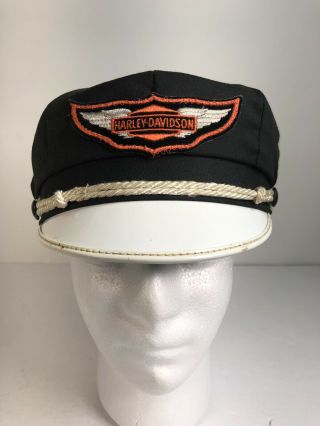 Vintage Harley Davidson Captains Hat Cap Brando Biker 7 1/4
