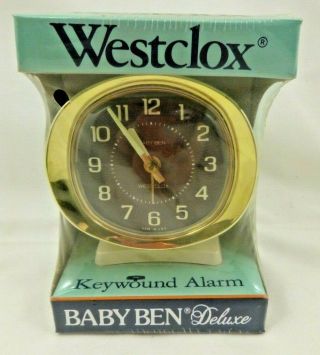 Vintage Nos 11104 Baby Ben Deluxe Westclox Style 9 Alarm Clock Wind Up White
