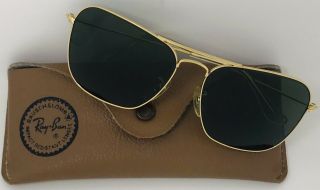 Vintage B&l Ray - Ban Caravan Aviator Sunglasses - Square Gold Tone