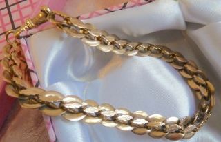 Antique Gold Rg/gf Bracelet/bangle C1900 W/triple Wide Links