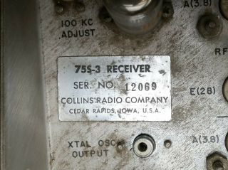 VINTAGE COLLINS 75S - 3 75S3 WINGED EMBLEM AMATEUR BAND HAM RADIO RECEIVER UNKNOWN 5