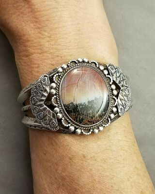 VNTG Expertly Crafted Navajo Petrified Wood Bracelet & Ring Matching SET 10