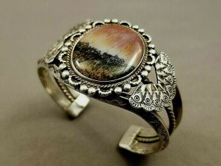 VNTG Expertly Crafted Navajo Petrified Wood Bracelet & Ring Matching SET 3