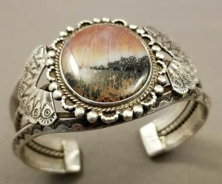 VNTG Expertly Crafted Navajo Petrified Wood Bracelet & Ring Matching SET 7
