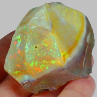 256Ct Natural Ethiopian Crystal Black Opal Play Of Color Rough Specimen MYSg630 3