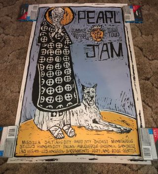Rare Pearl Jam 1998 Ames Bros Summer Of 1998 Yield Tour Poster No Holes 19.  5x30”