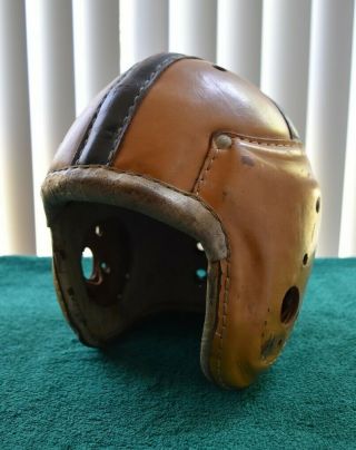 Vtg Macgregor H612 Notre Dame Fighting Irish Leather Football Helmet 1940s - 50 