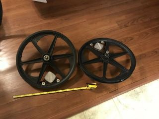 Set Of 2 Vintage Acs Z Mag Wheels Black 5 Spoke