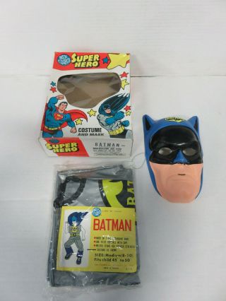 Vintage 1976 Batman Costume & Mask W/ Box Size M - Ben Cooper Superhero