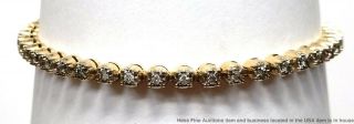 Vintage 14k Yellow Gold Diamond Ladies Tennis Bracelet For Big Wrist