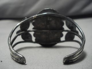 EARLY 1900 ' S VINTAGE NAVAJO STERLING SILVER PETRIFIED WOOD BRACELET OLD 5