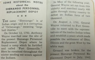 1943 Notes & Numbers BOOKLET WW2 US ARMY SHENANGO PERSONNEL REPLACEMENT DEPOT 3