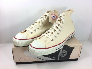 Vtg Converse Chuck Taylor All Star Made Usa Shoes Mens 12 White Hi Top