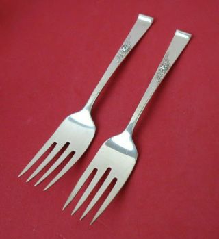 2 Reed & Barton Classic Rose Sterling Silver Ind.  Salad Forks 6 5/8 " No Monos