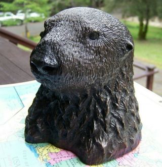 Vintage Heavy Bronze Cast Otter - Nature Art Sculpture - Signed Numbered Meyer
