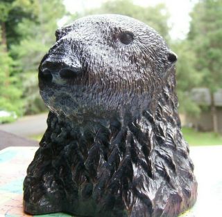 Vintage Heavy Bronze Cast Otter - Nature Art Sculpture - Signed Numbered Meyer 4