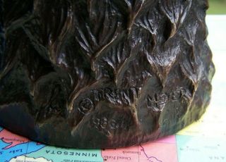 Vintage Heavy Bronze Cast Otter - Nature Art Sculpture - Signed Numbered Meyer 6