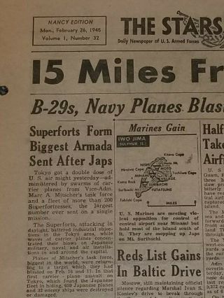 WWII Stars and Stripes Newspaper Dated February 26,  1945 15 Miles from Cologne 2