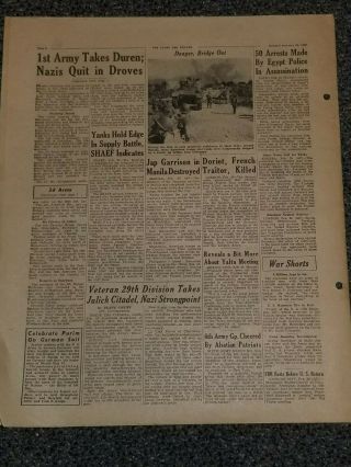 WWII Stars and Stripes Newspaper Dated February 26,  1945 15 Miles from Cologne 3