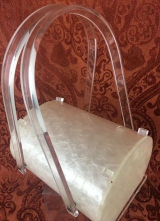 VINTAGE Mid Century Modern Acrylic LUCITE Purse 1950’s MOD Gogo Handbag 8