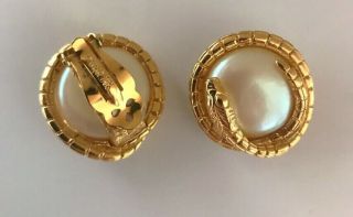 Givenchy Vintage Faux Pearl Snake Clip On Earrings 6
