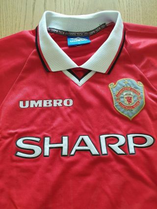 Vintage Umbro Manchester United Shirt Xl Short Sleeve 99/2000